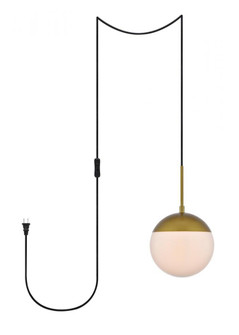 Eclipse 1 Light Brass plug in pendant With Frosted White Glass (758|LDPG6030BR)