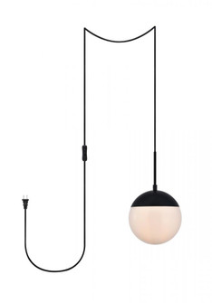 Eclipse 1 Light Black plug in pendant With Frosted White Glass (758|LDPG6026BK)