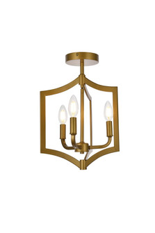 Kiera 3 Lights Flush Mount in Brass (758|LD7067F12BR)