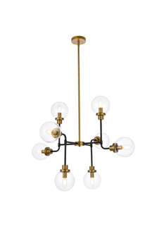 Hanson 8 lights pendant in black with brass with clear shade (758|LD7039D36BRB)