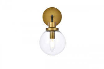 Hanson 1 light bath sconce in black with brass with clear shade (758|LD7031W8BRB)