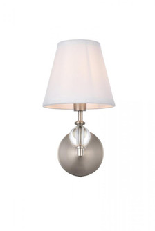 Bethany 1 light bath sconce in satin nickel with white fabric shade (758|LD7021W6SN)