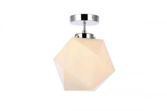 Lawrence 1 light chrome and white glass flush mount (758|LD2347C)