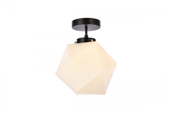 Lawrence 1 light black and white glass flush mount (758|LD2347BK)