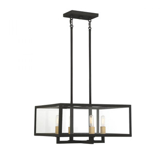 Harris 4-Light Pendant in Textured Black with Warm Brass Accents (641|V6-L7-2928-4-137)