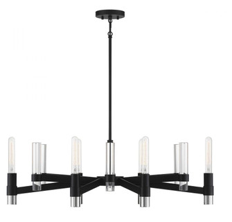 Windamere 6-Light Linear Chandelier in Textured Black with Polished Nickel Accents (641|V6-L1-2961-6-189)