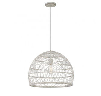 1-Light Pendant in White Rattan with A White SocketÂ  (8483|M70106WR)
