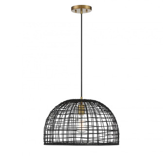 1-Light Pendant in Black with Natural Brass Accents (8483|M70105BRNB)