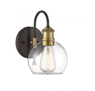1-Light Outdoor Wall Lantern in Oil Rubbed Bronze with Natural Brass (8483|M50040ORBNB)