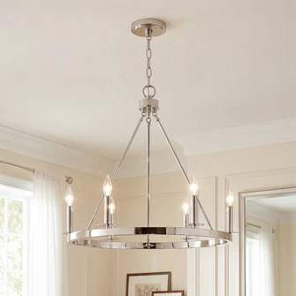 6-Light Chandelier in Polished Nickel (8483|M10093PN)