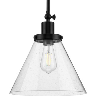 Hinton Collection One-Light Matte Black and Seeded Glass Vintage Style Hanging Pendant Light (149|P500324-031)