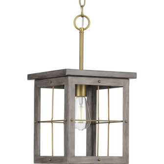 Hedgerow Collection One-Light Distressed Brass and Aged Oak Farmhouse Style Hanging Mini-Pendant Lig (149|P500317-175)