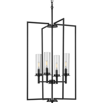 Kellwyn Collection Four-Light Matte Black and Clear Glass Transitional Style Foyer Pendant Light (149|P500315-031)
