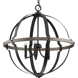Lockhart Collection Five-Light Matte Black/Aged Oak Farmhouse Style Hanging Pendant Light (149|P500279-031)