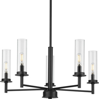 Kellwyn Collection Five-Light Matte Black and Clear Glass Transitional Style Chandelier Light (149|P400251-031)