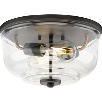 Rushton Collection Two-Light Graphite and Clear Glass Industrial Style Flush Mount Ceiling Light (149|P350205-143)