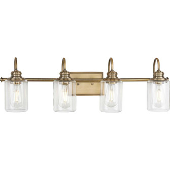 Aiken Collection Four-Light Vintage Style Brass Clear Glass Farmhouse Style Bath Vanity Wall Light (149|P300323-163)