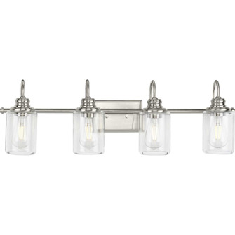 Aiken Collection Four-Light Brushed Nickel Clear Glass Farmhouse Style Bath Vanity Wall Light (149|P300323-009)