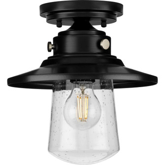 Tremont Collection One-Light Matte Black and Clear Seeded Glass Farmhouse Style Ceiling Li (149|P550094-031)