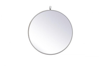 Metal frame round mirror with decorative hook 21 inch in silver (758|MR4721S)
