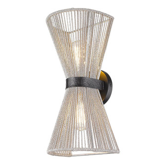 Avon 2-Light Wall Sconce in Matte Black with Bleached Raphia Rope (36|6938-2W BLK-BR)