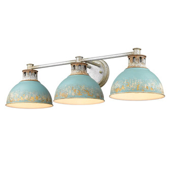 Kinsley 3 Light Bath Vanity in Aged Galvanized Steel with Teal Shade (36|0865-BA3 AGV-TEAL)