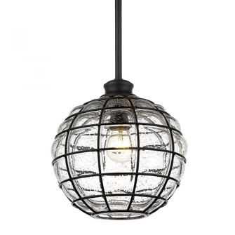 Powell Small Pendant in Matte Black with Seeded Glass (36|1096-S BLK-SD)