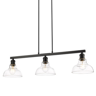 Yep by Golden Lighting Carver 3-light Island Light in Matte Black and Clear Glass (36|0305-LP BLK-CLR)