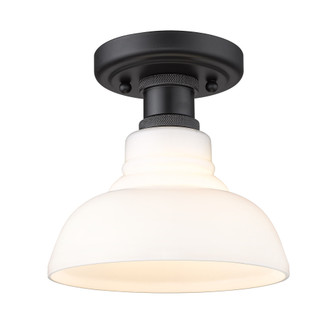 Yep by Golden Lighting Carver 1-light Flush Mount in Matte Black and Vintage Milk Glass (36|0305-FM BLK-VMG)