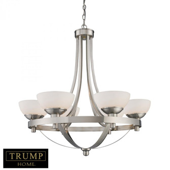 6-Light Chandelier in Brushed Nickel with White Glass (91|10206/6)