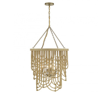 Bremen 4-Light Pendant in Burnished Brass with Natural Rattan (128|7-7910-4-177)