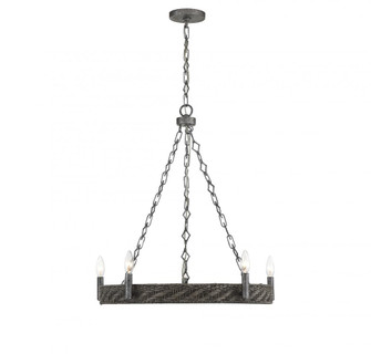 Tripoli 5-Light Chandelier in Mottled Zinc with Gray Rattan (128|1-747-5-179)