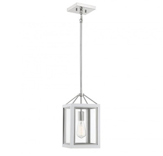 Champlin 1-Light Pendant in White with Polished Nickel Accents (128|3-8880-1-172)
