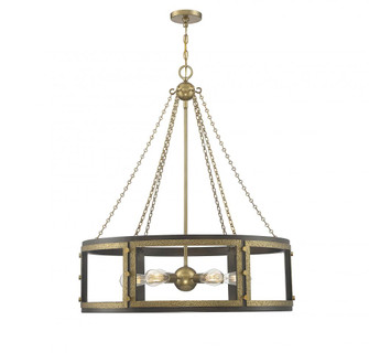 Lakefield 6-Light Pendant in Burnished Brass with Walnut (128|1-1491-6-170)