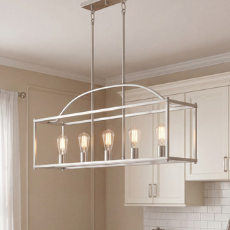 Palladian 5-Light Linear Chandelier in Satin Nickel (128|1-190-5-SN)
