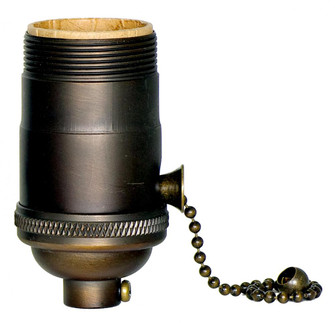 On-Off Pull Chain Socket; 1/8 IPS; 4 Piece Stamped Solid Brass; Dark Antique Brass Finish; 660W; (27|80/2399)