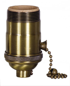 On-Off Pull Chain Socket; 1/8 IPS; 4 Piece Stamped Solid Brass; Antique Brass Finish; 660W; 250V; (27|80/2216)