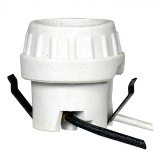 Keyless Porcelain Socket With Double Snap-In Clip; High Temperature Leads; Unglazed; 660W; 250V (27|80/1691)