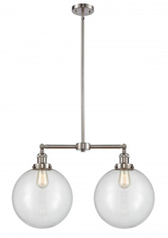 Beacon - 2 Light - 27 inch - Brushed Satin Nickel - Stem Hung - Adjustable Island Light (3442|209-SN-G202-12-LED)