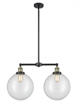 Beacon - 2 Light - 27 inch - Black Antique Brass - Stem Hung - Island Light (3442|209-BAB-G202-12-LED)