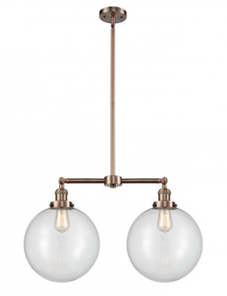 Beacon - 2 Light - 27 inch - Antique Copper - Stem Hung - Adjustable Island Light (3442|209-AC-G202-12-LED)