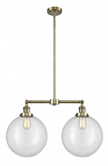 Beacon - 2 Light - 27 inch - Antique Brass - Stem Hung - Adjustable Island Light (3442|209-AB-G202-12-LED)