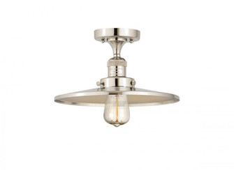 Railroad - 1 Light - 12 inch - Polished Nickel - Semi-Flush Mount (3442|517-1CH-PN-MFR-PN-12-LED)