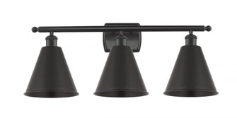 Berkshire - 3 Light - 28 inch - Matte Black - Bath Vanity Light (3442|516-3W-BK-MBC-8-BK-LED)