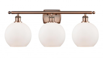 Athens - 3 Light - 28 inch - Antique Copper - Bath Vanity Light (3442|516-3W-AC-G121-8-LED)