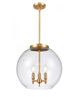 Athens - 3 Light - 16 inch - Satin Gold - Stem hung - Pendant (3442|221-3S-SG-G122-16)