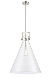 Newton Cone - 1 Light - 18 inch - Brushed Satin Nickel - Stem hung - Pendant (3442|411-1S-SN-18CL)