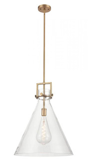 Newton Cone - 1 Light - 18 inch - Brushed Brass - Stem hung - Pendant (3442|411-1S-BB-18CL)