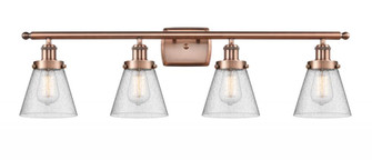 Cone - 4 Light - 36 inch - Antique Copper - Bath Vanity Light (3442|916-4W-AC-G64-LED)