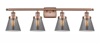 Cone - 4 Light - 36 inch - Antique Copper - Bath Vanity Light (3442|916-4W-AC-G63)